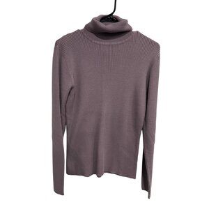 Van Heusen Womens Ribbed Turtleneck Sweater Long Sleeve Purple Sz Large